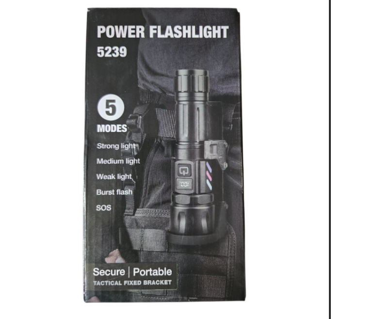 Linterna tactica gran alumbracion,recargable con soporte para cinturon,indicador de carga