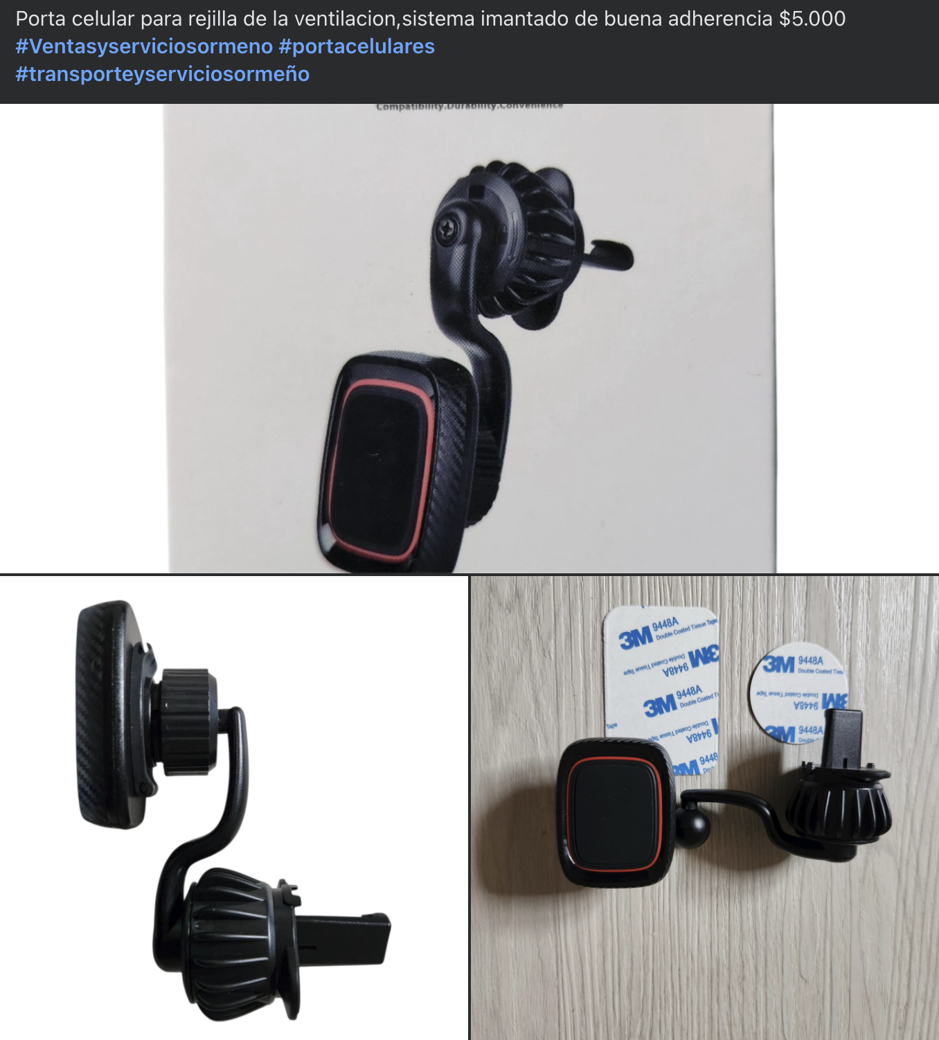 Porta celular para rejilla de la ventilacion, sistema imantado de buena adherencia